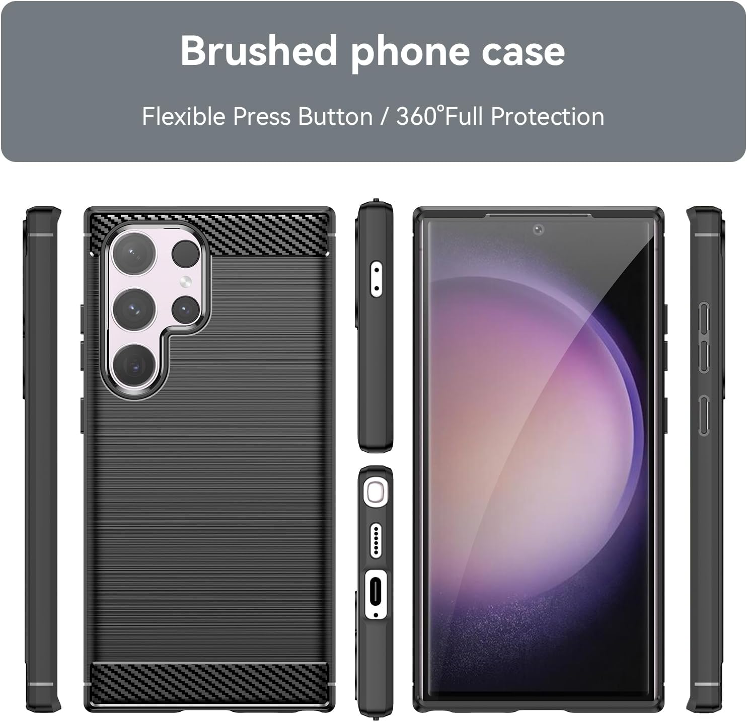 Samsung Galaxy S24 Plus Ultra Case Carbon Fibre Phone Cover & Screen Protector