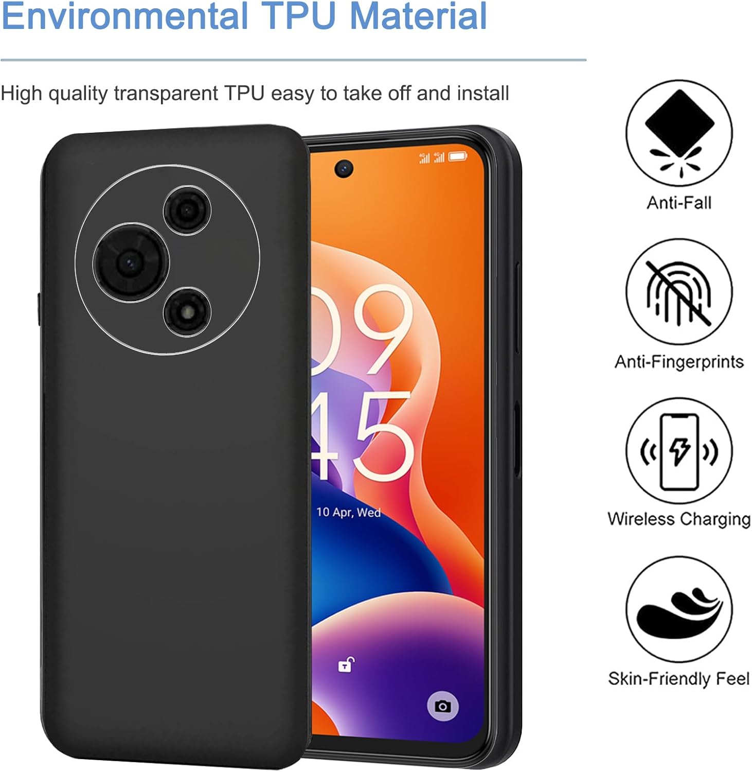 TCL 605 Case Black Gel Phone Cover & Screen Protector
