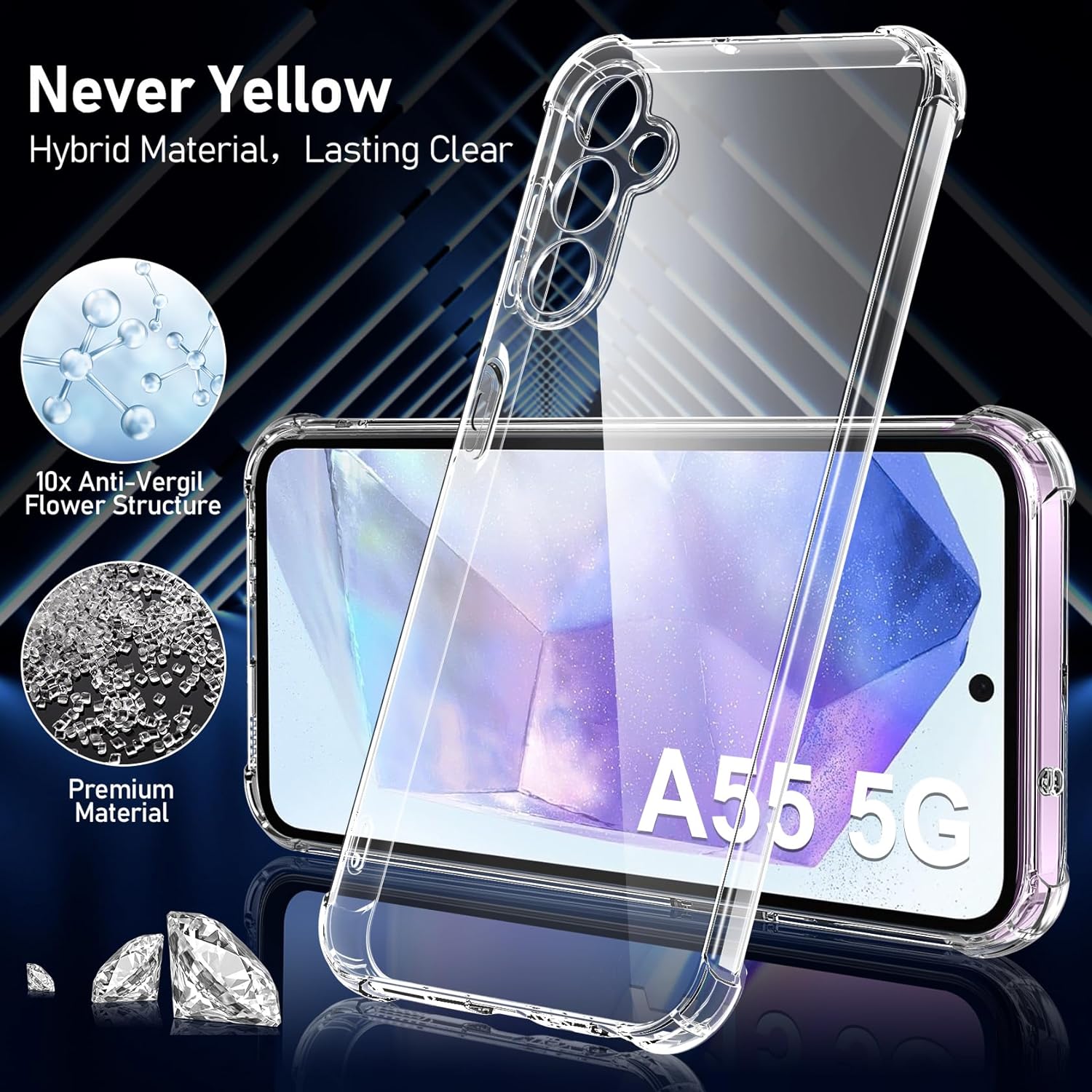 Samsung Galaxy A55 5G Case Clear Phone Cover & Screen Protector