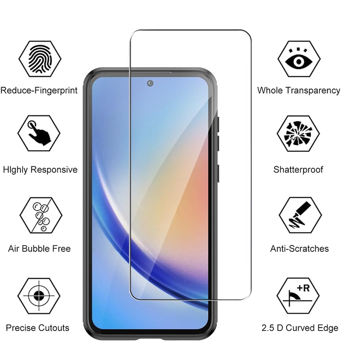 Samsung Galaxy A35 5G Case Carbon Fibre Phone Cover + Screen Protector