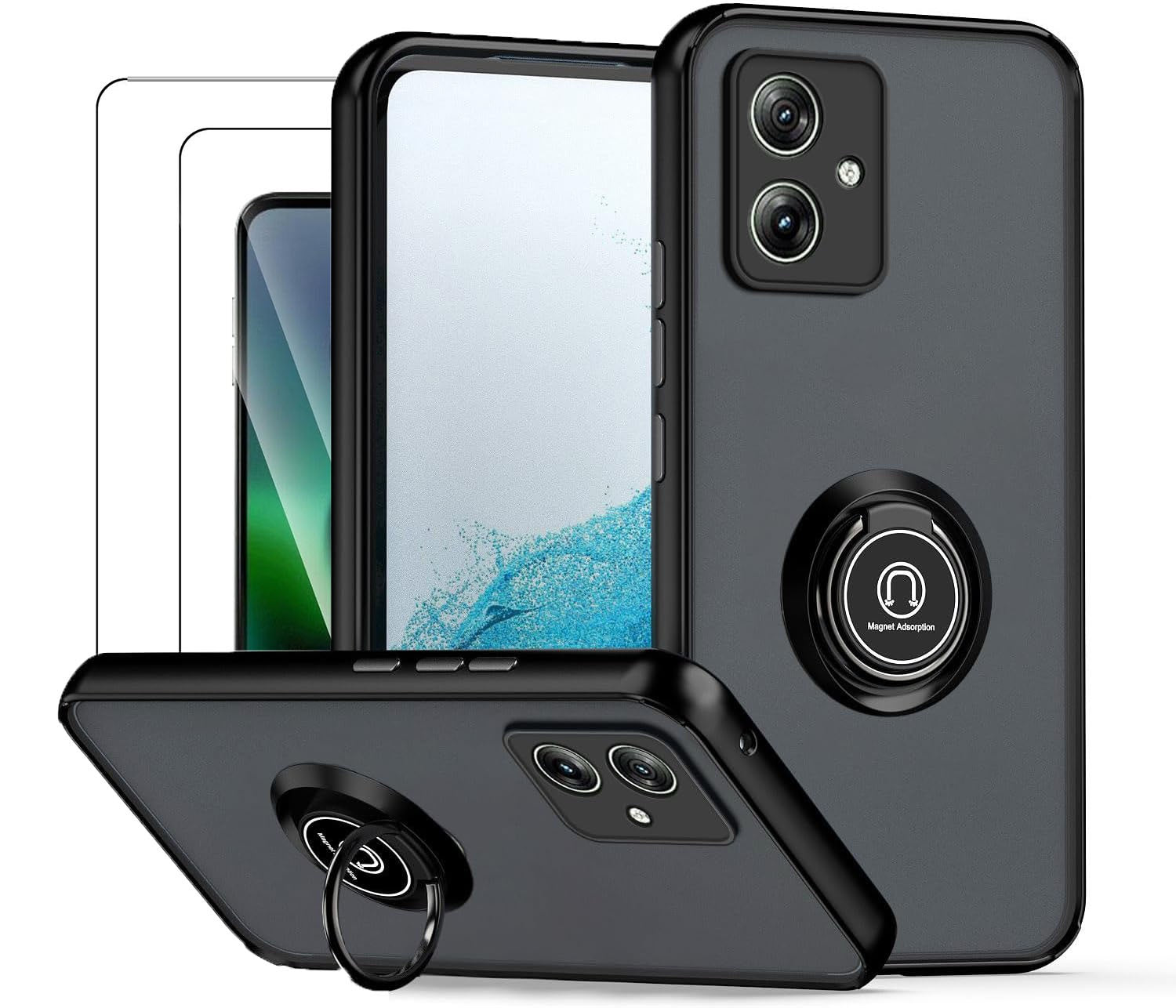 Motorola Moto G54  Case Kickstand Shockproof Cover Heavy Duty & Screen Protector