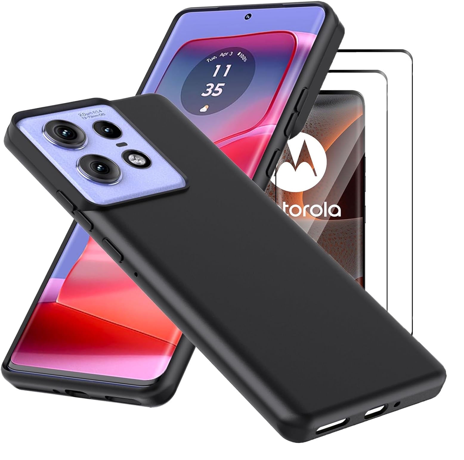 Motorola Edge 50 Pro Case Black Gel Phone Cover & Screen Protector