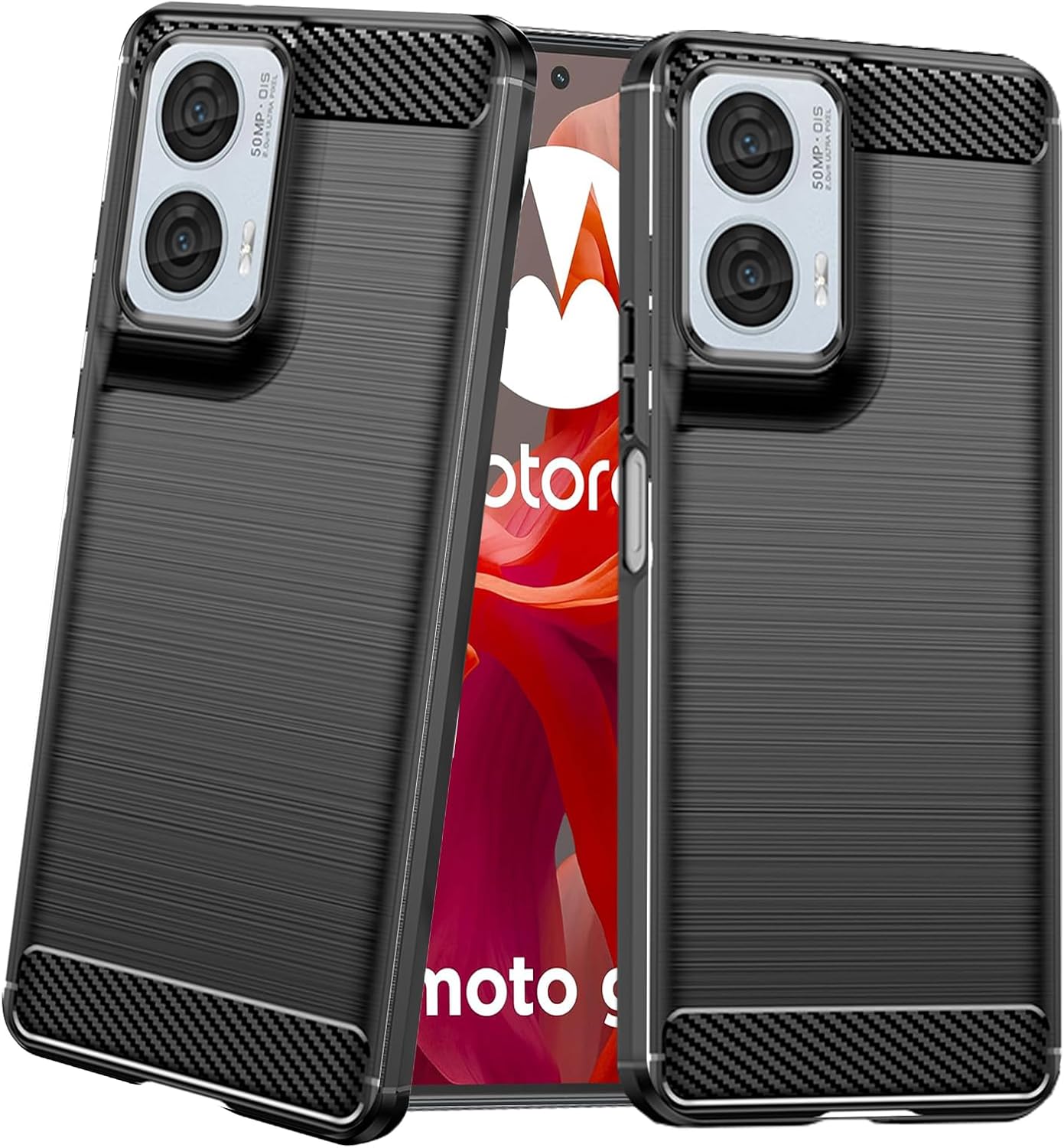 Motorola Moto G85 Case Carbon Fibre Phone Cover + Screen Protector