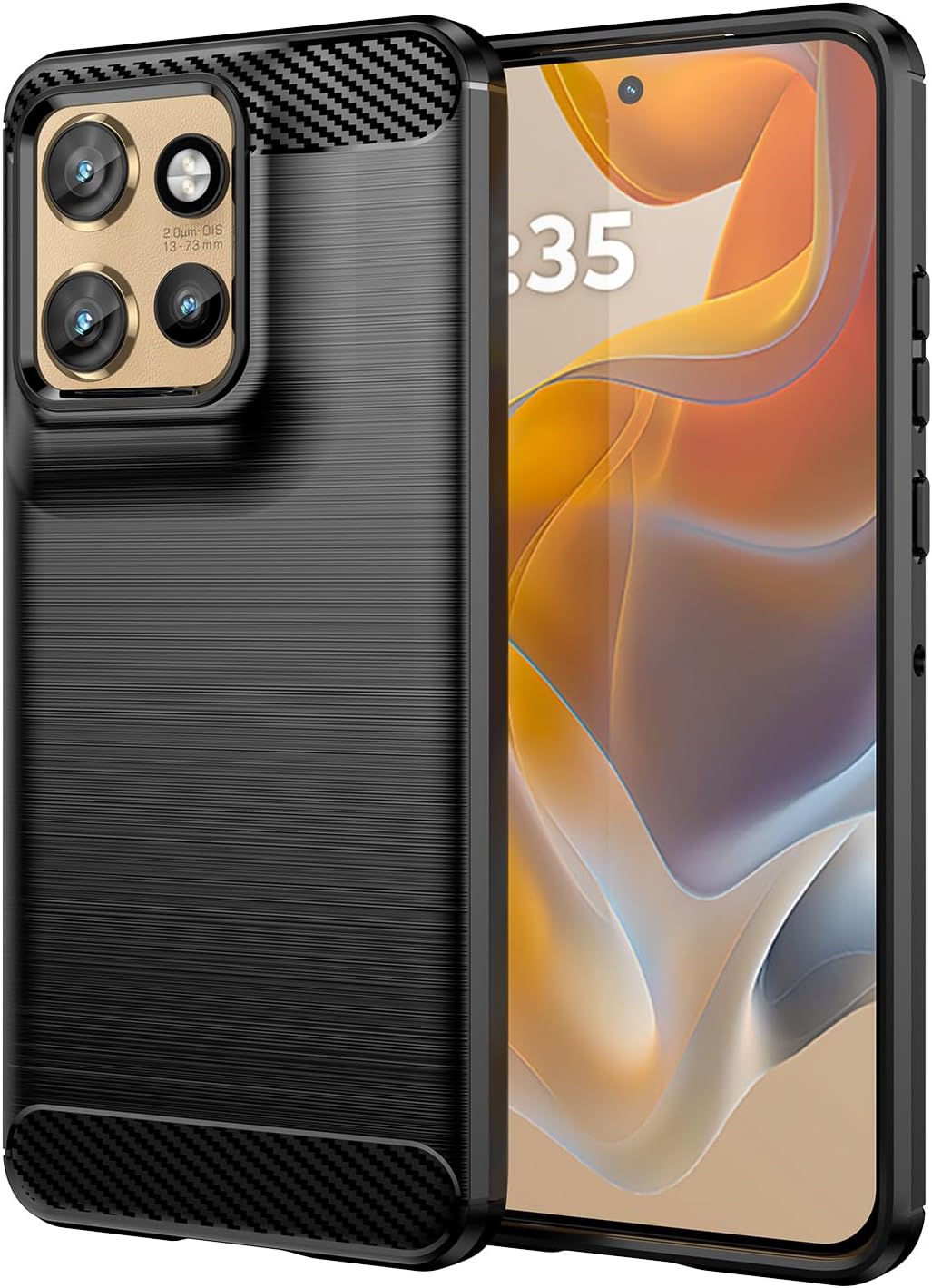 Motorola Edge 50 Neo Case Carbon Fibre Phone Cover + Screen Protector