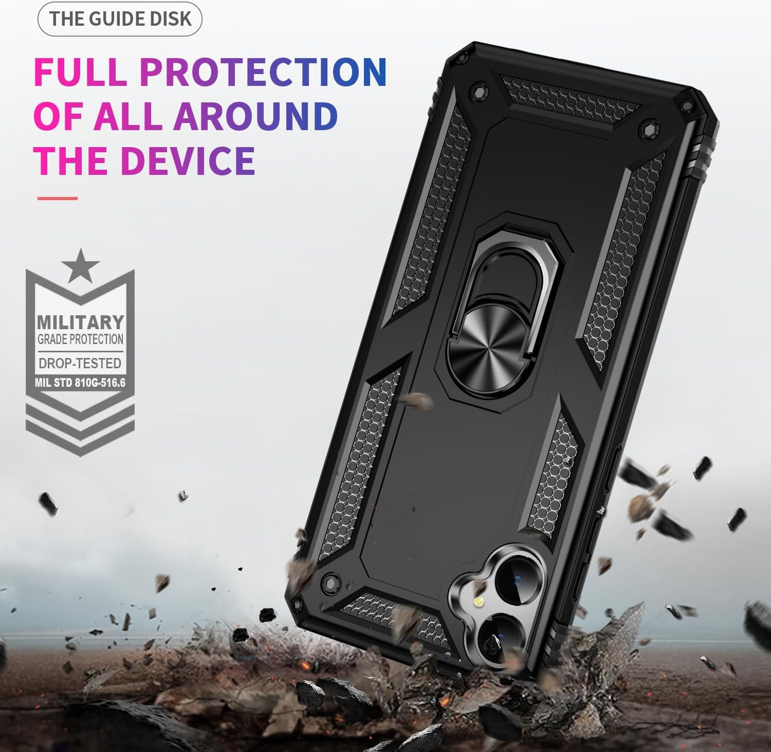 Samsung Galaxy A05 Case Shockproof Ring Stand Phone Cover + Screen Protector