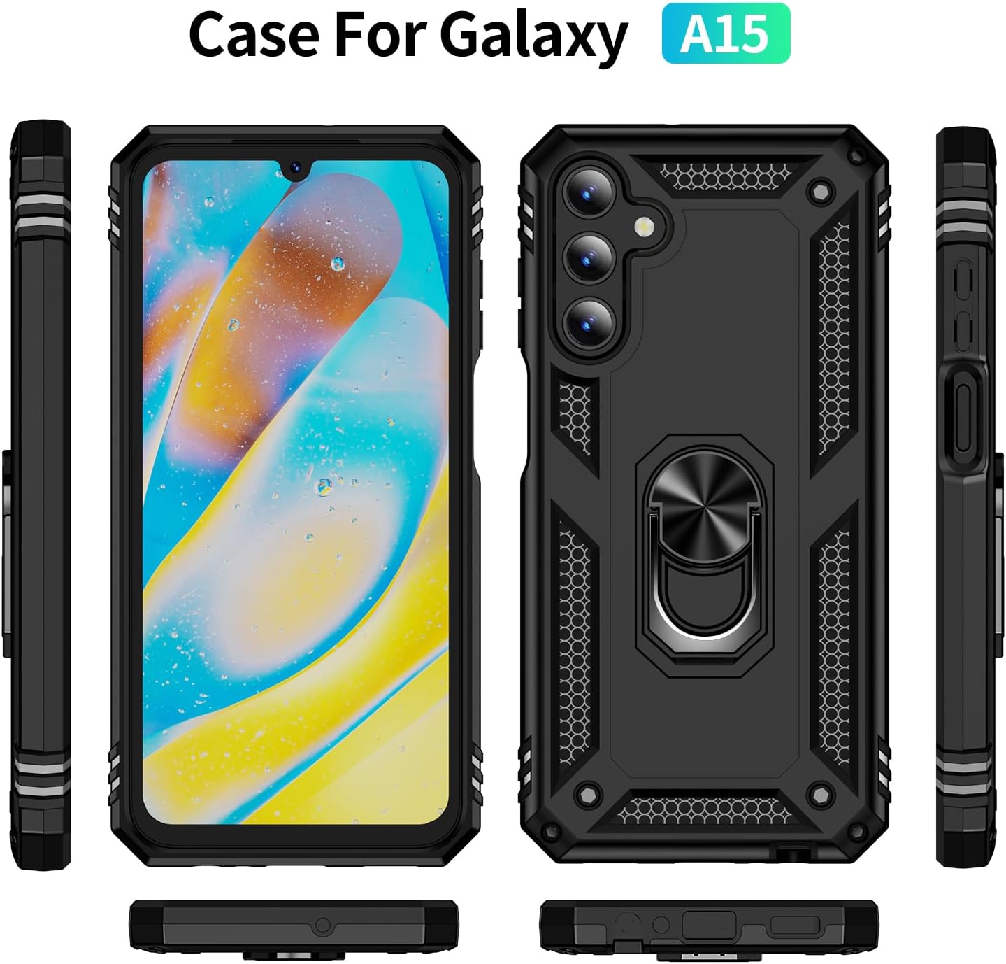 Samsung Galaxy A15 4G/5G Case Shockproof Ring Stand Phone Cover