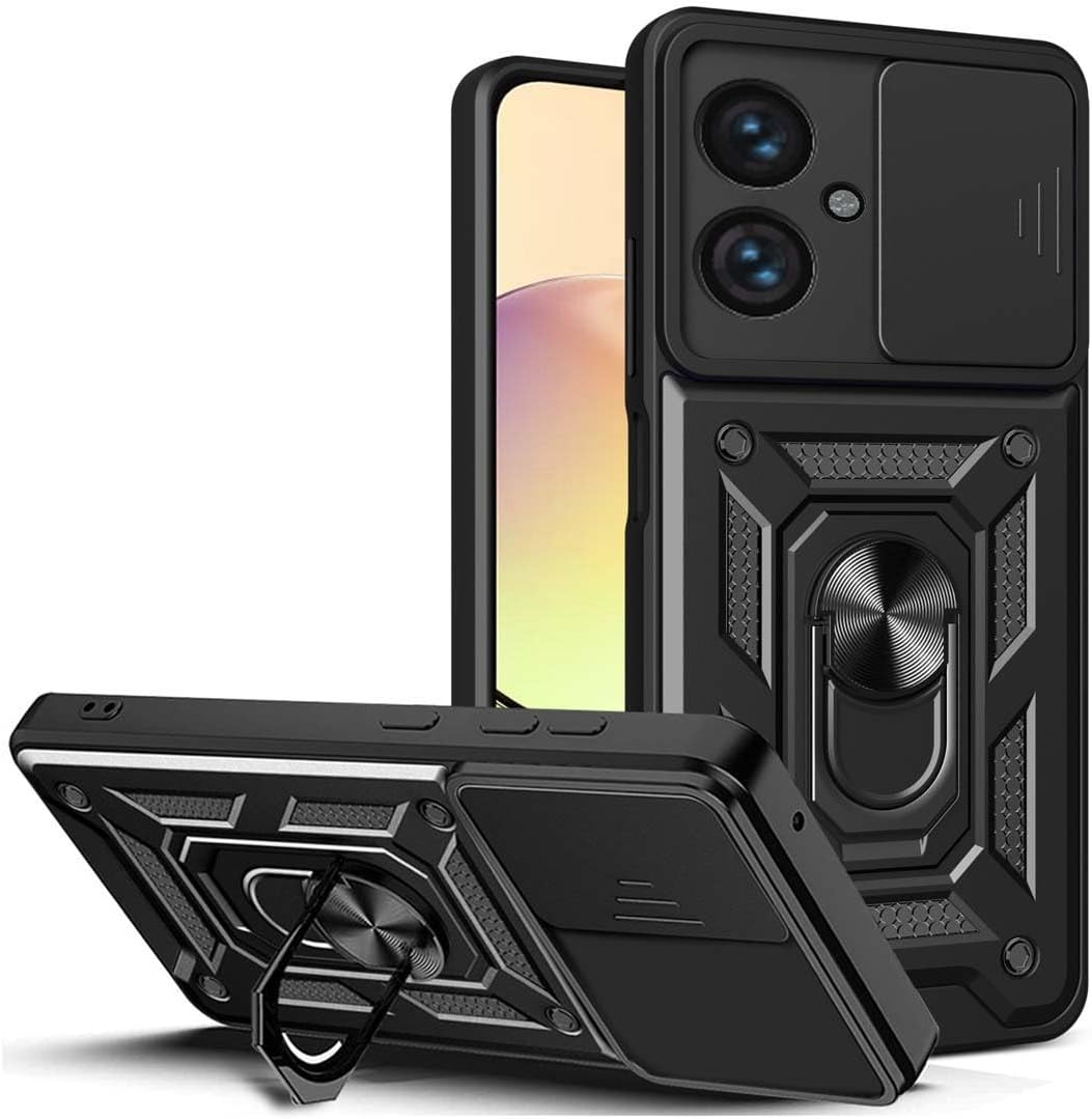 Motorola Moto G54 5G Case Shockproof Ring Stand Phone Camera Lens Cover & Screen Protector