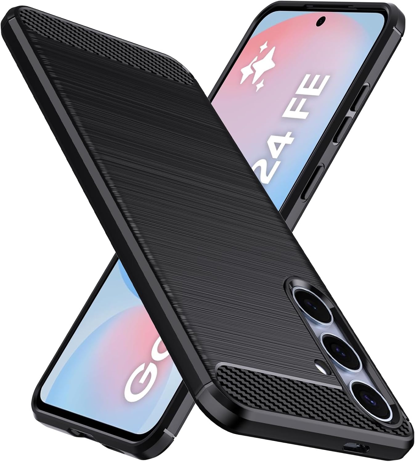 Samsung Galaxy S24 FE Case Carbon Fibre Phone Cover + Screen Protector