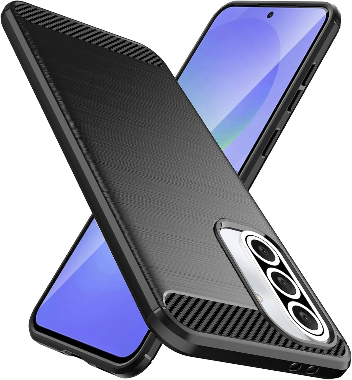 Samsung Galaxy A56 5G Case Carbon Fibre Phone Cover + Screen Protector