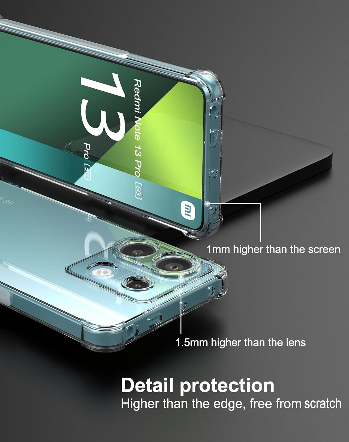 Xiaomi Redmi Note 13 Pro 5G Case Clear Silicone Shockproof Gel Phone Cover
