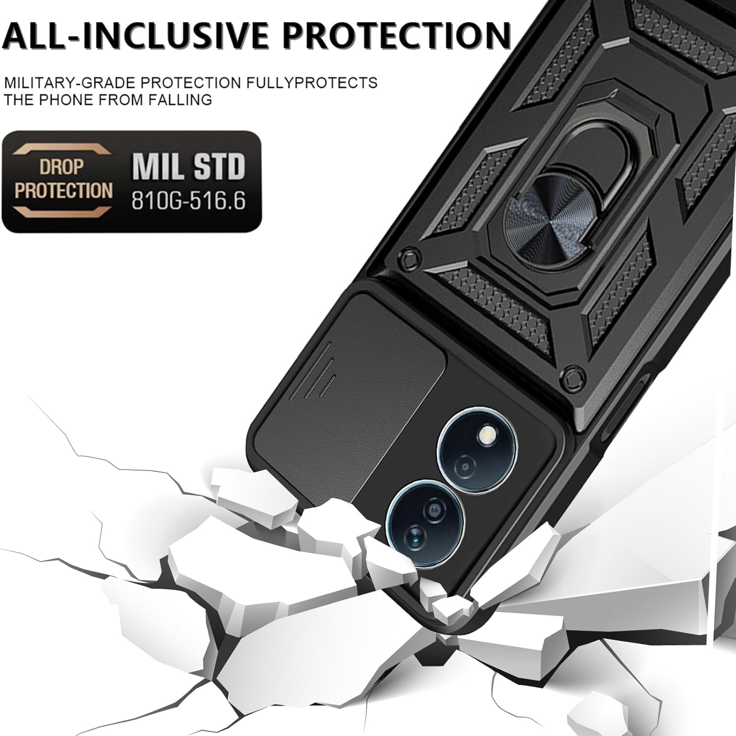 Honor 90 Smart Case Shockproof Ring Stand Phone Camera Lens Cover