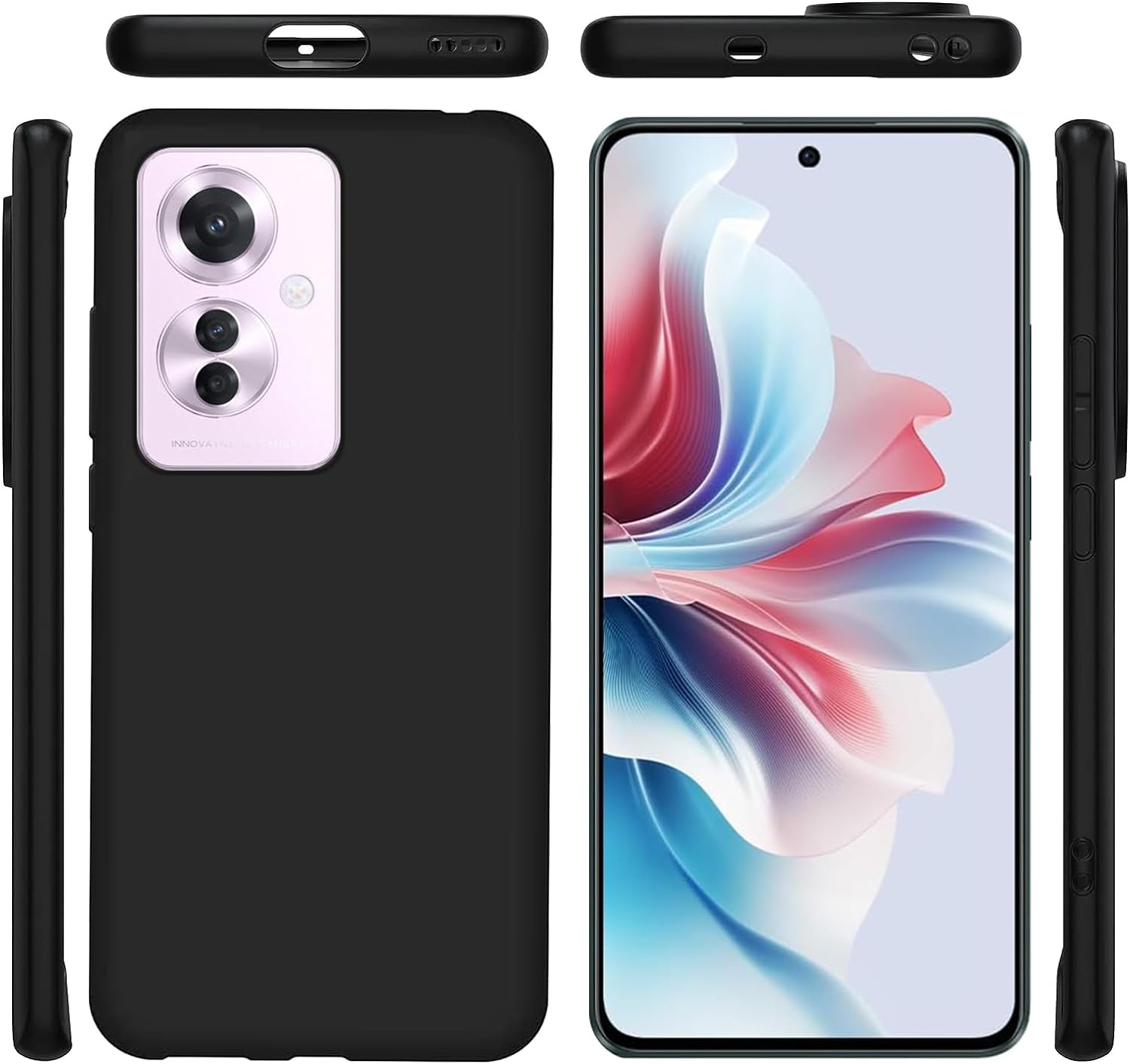 Oppo Reno 11 F 5G Case Black Gel Phone Cover & Screen Protector