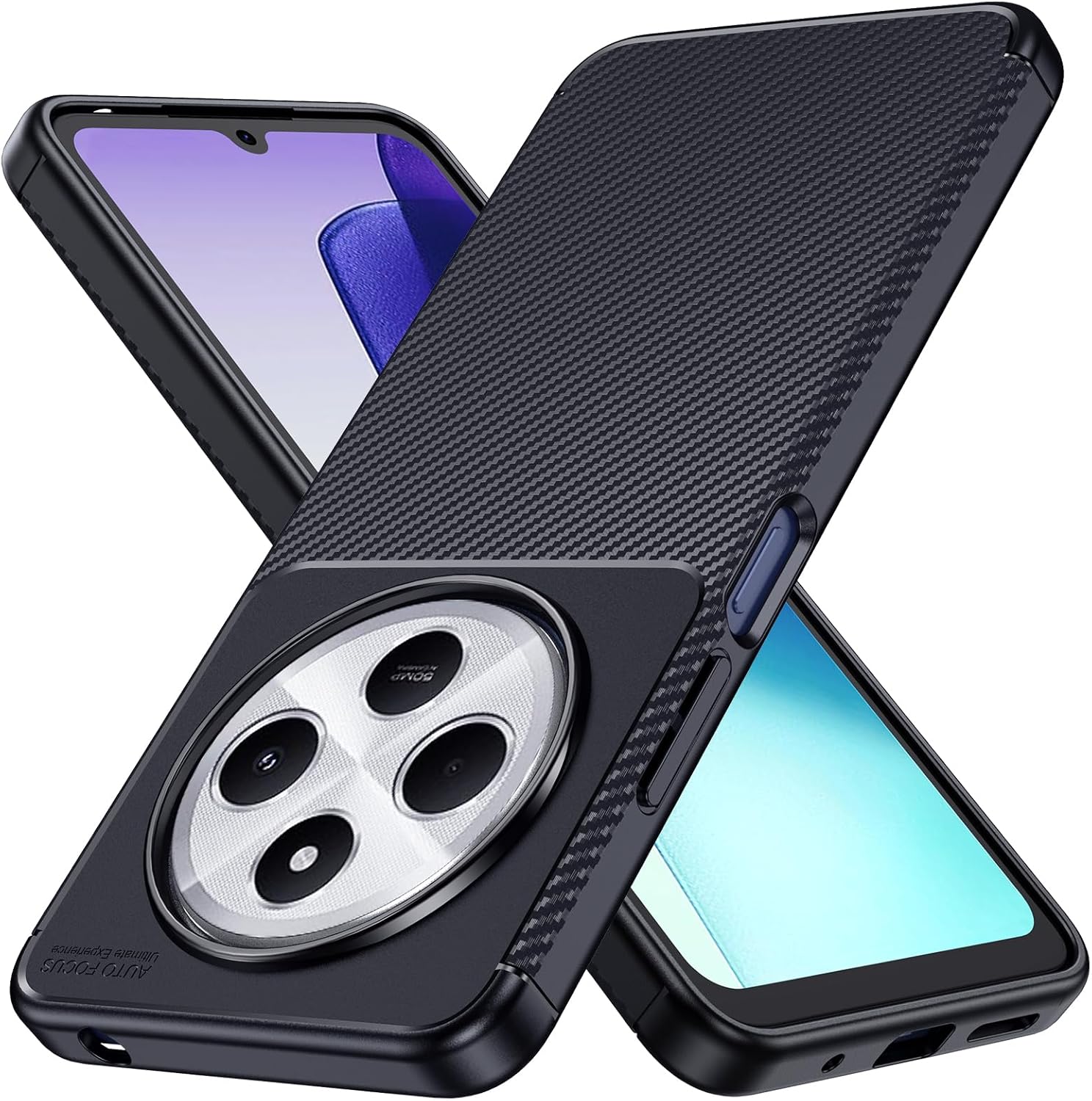 Xiaomi Poco C75 Case Carbon Fibre Phone Cover + Screen Protector