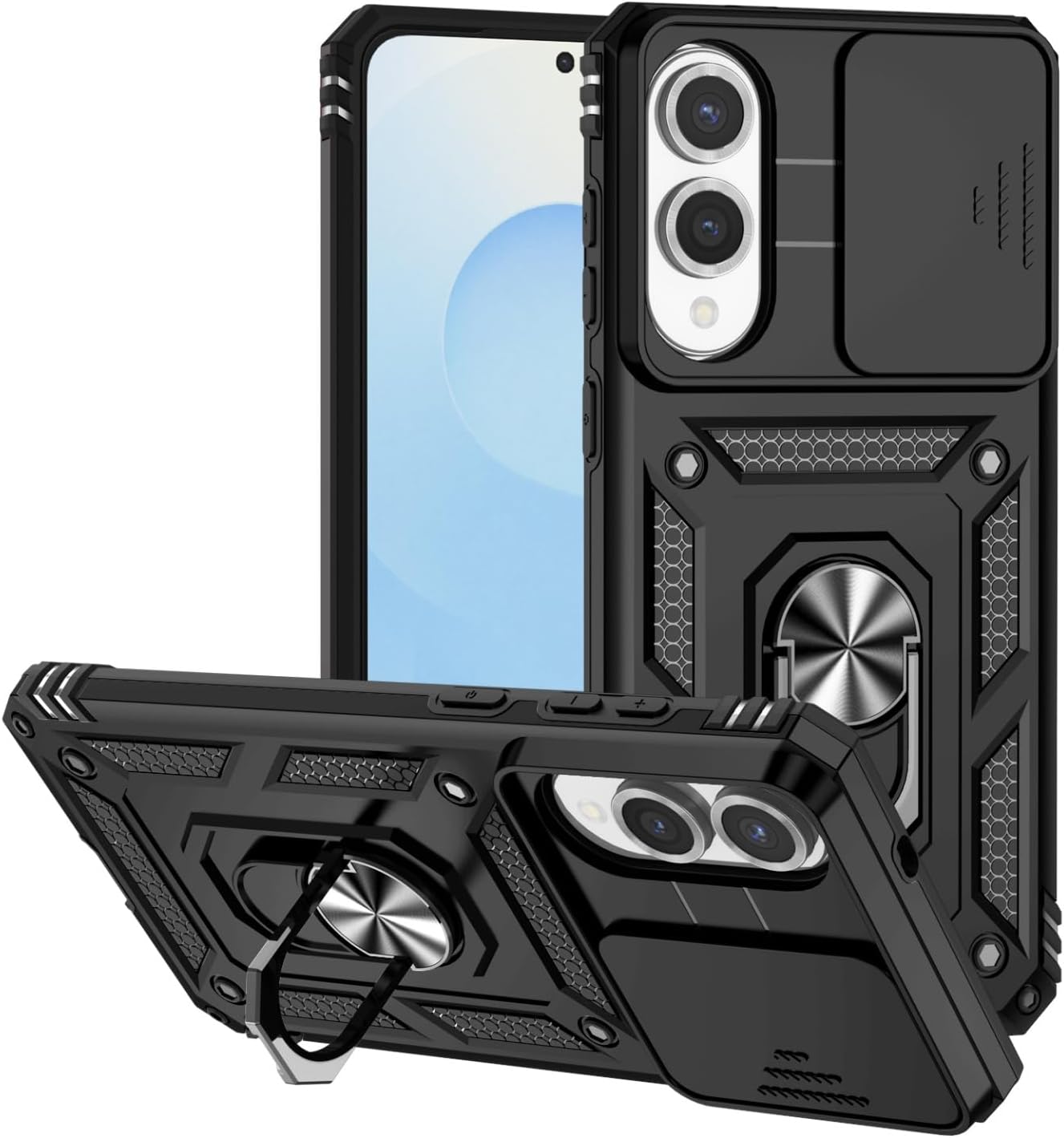 Samsung Galaxy S25 Edge Case Shockproof Ring Stand Phone Camera Lens Cover