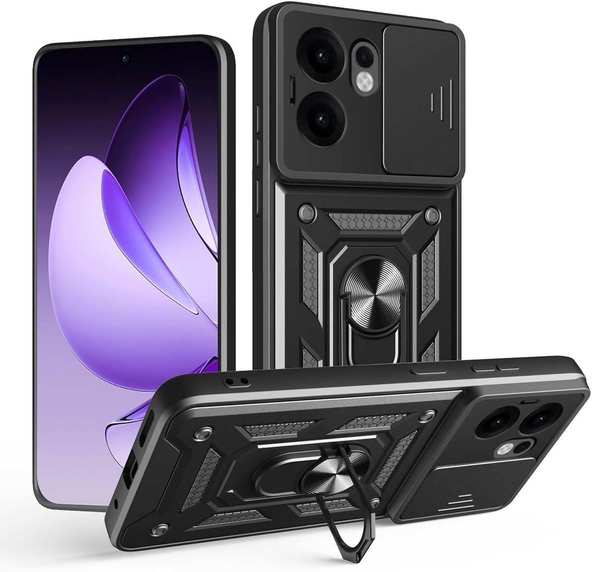Oppo Reno 13 F 4G 5G FS Case Shockproof Ring Stand Phone Camera Lens Cover
