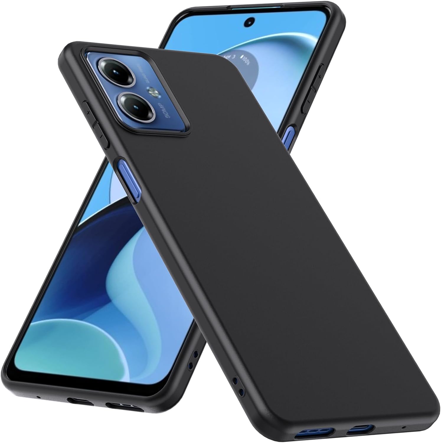 Motorola Moto G14 Case Black Gel Phone Cover & Screen Protector
