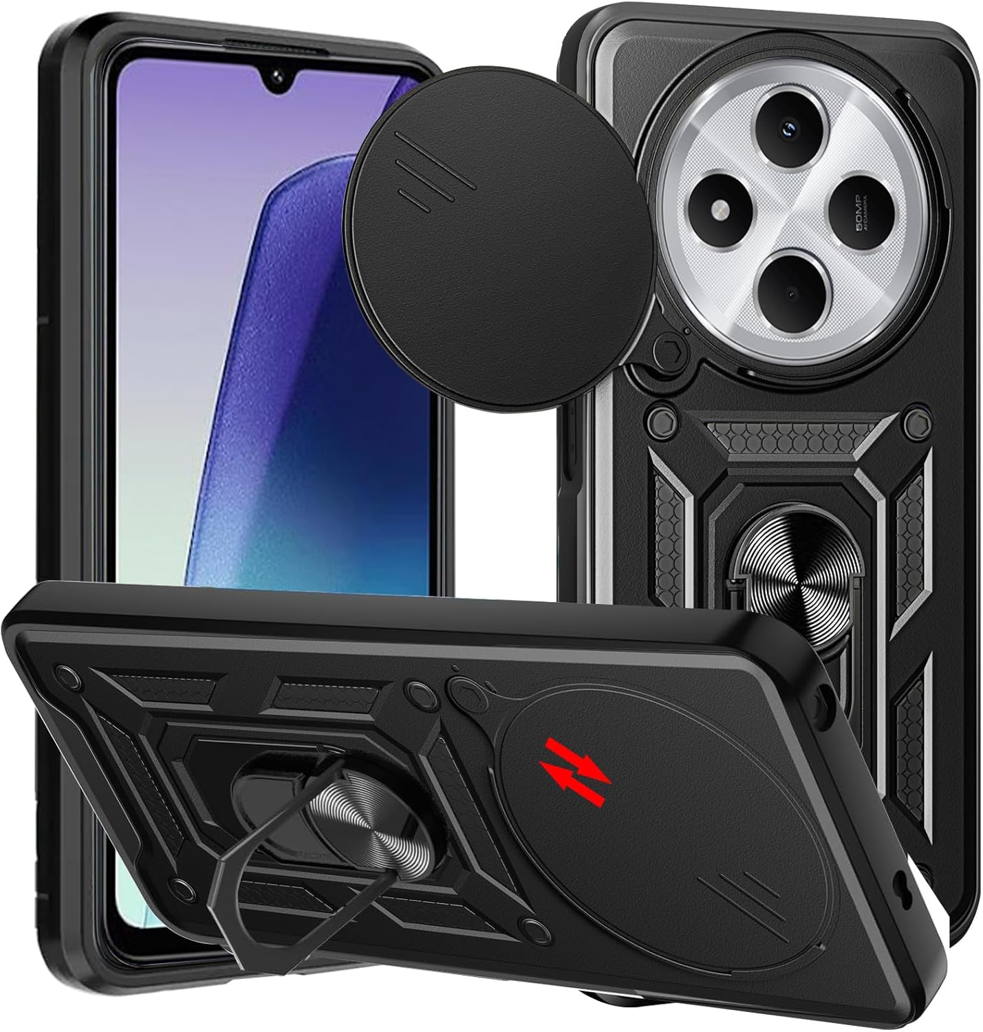 Xiaomi Poco C75 Case Shockproof Ring Stand Phone Camera Lens Cover