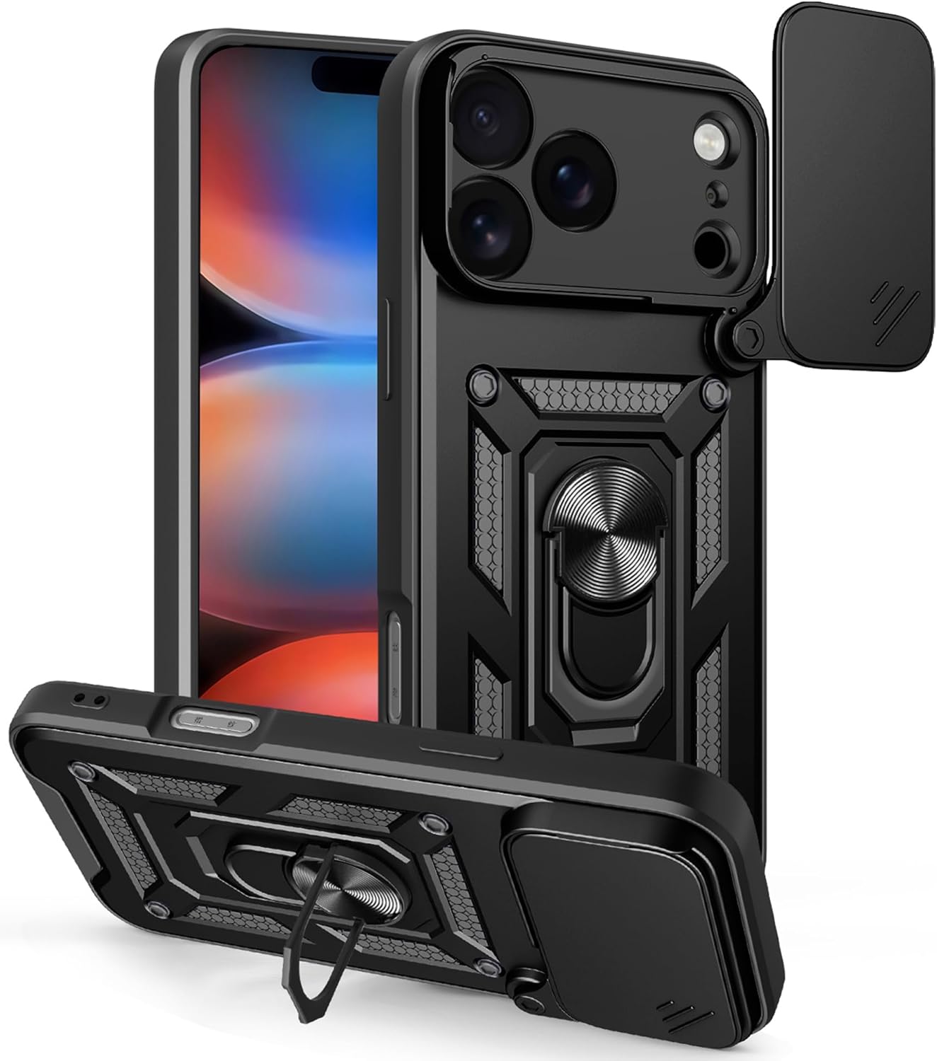 iPhone 17 Air Pro Max Case Shockproof Ring Stand Phone Cover