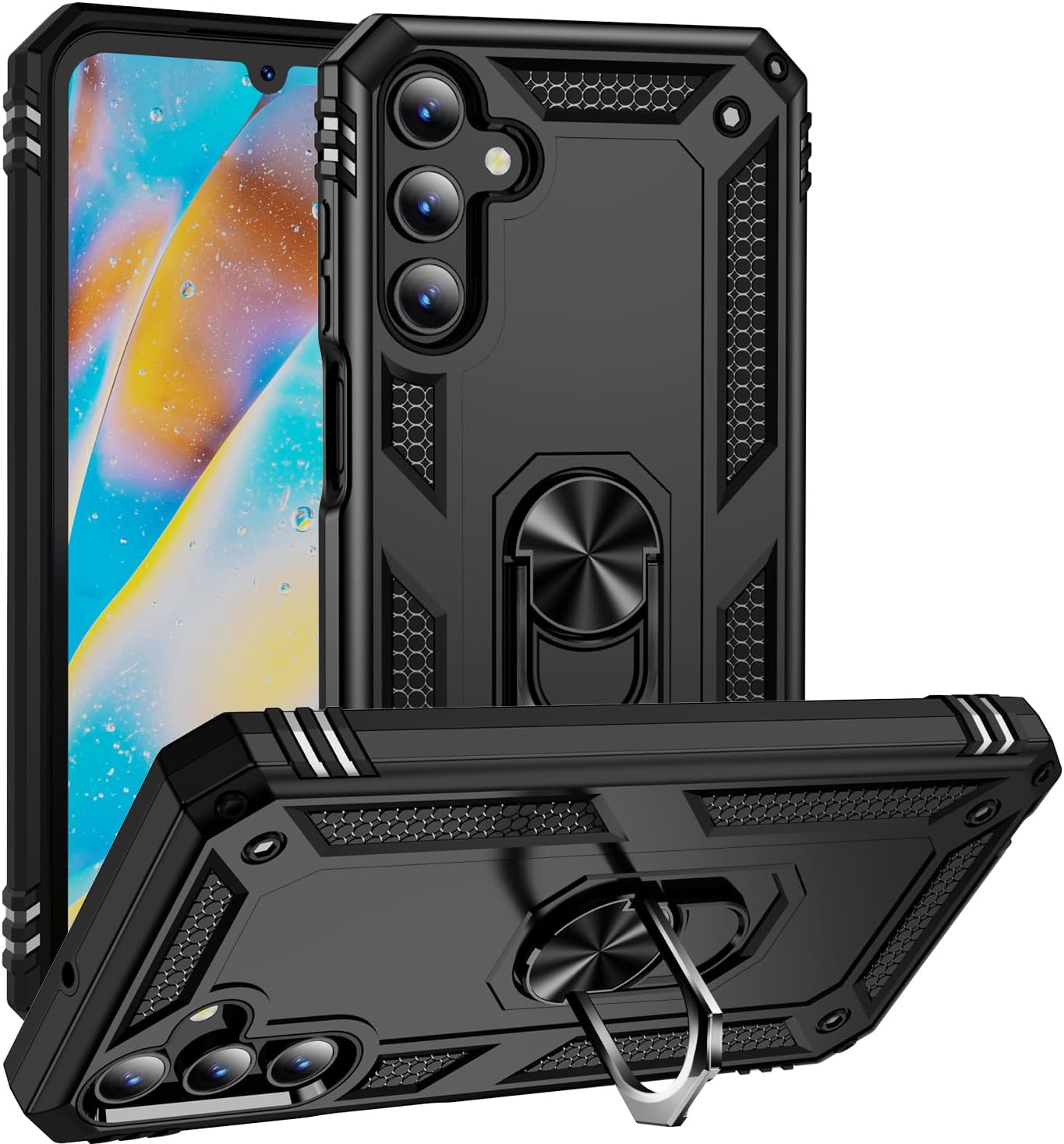 Samsung Galaxy A15 4G/5G Case Shockproof Ring Stand Phone Cover + Screen Protector