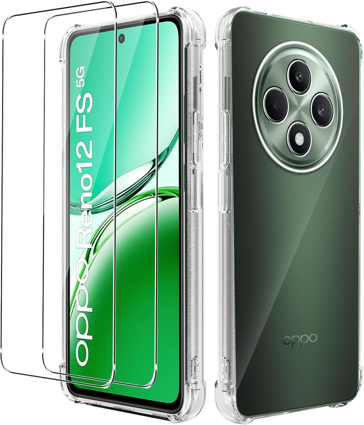 OPPO Reno 12 FS / F 5G Case Clear Phone Cover & Screen Protector