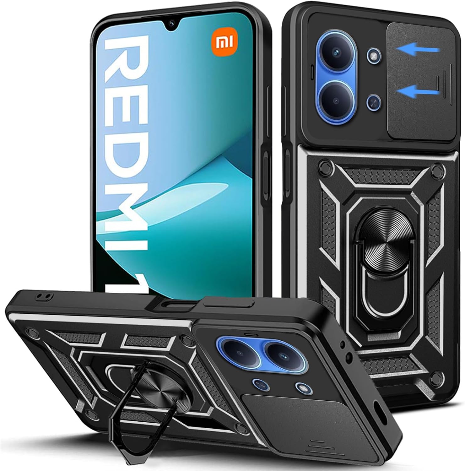 Xiaomi Redmi 15C / Poco C85 Case Shockproof Ring Stand Phone Camera Lens Cover