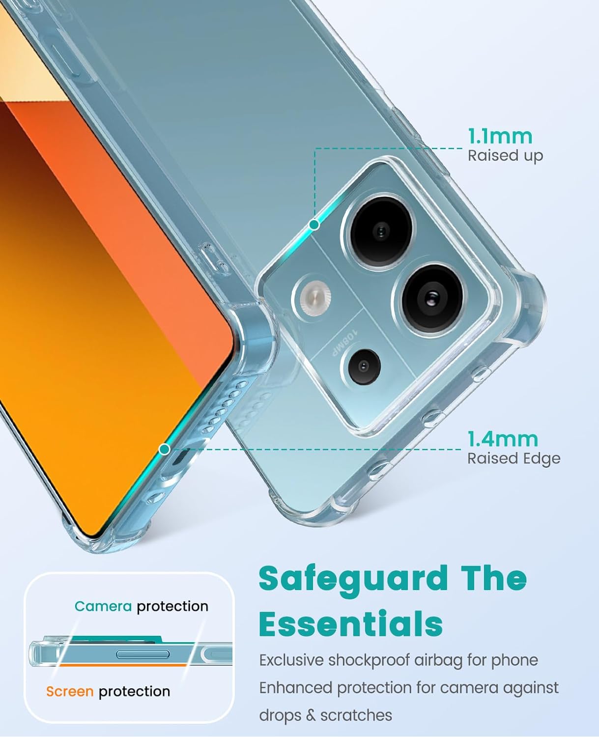 Xiaomi Redmi Note 13 Pro Plus 4G 5G Case Clear Silicone Shockproof Gel Phone Cover