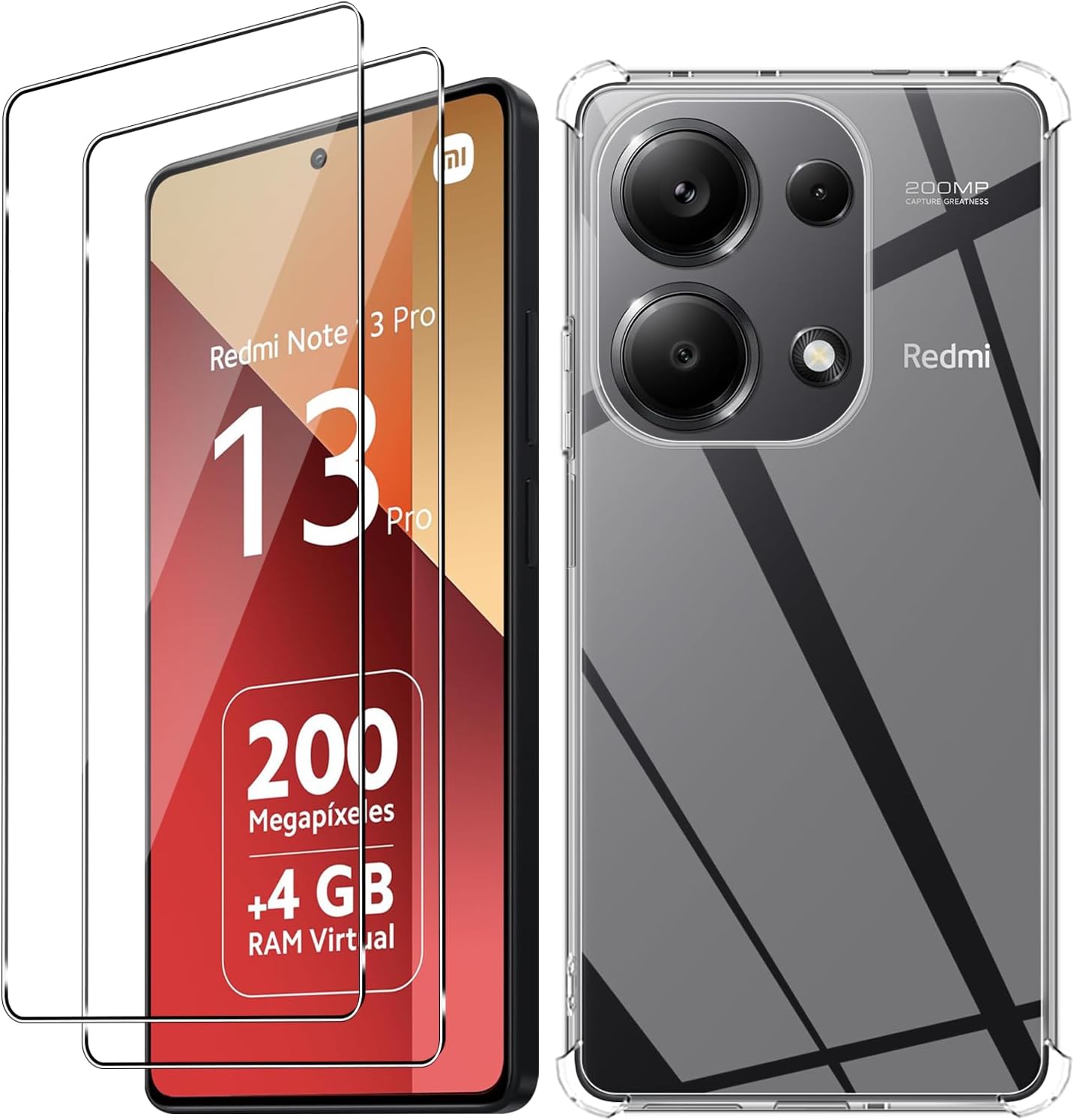 Xiaomi Redmi Note 13 Pro 4G Case Clear Phone Cover & Screen Protector