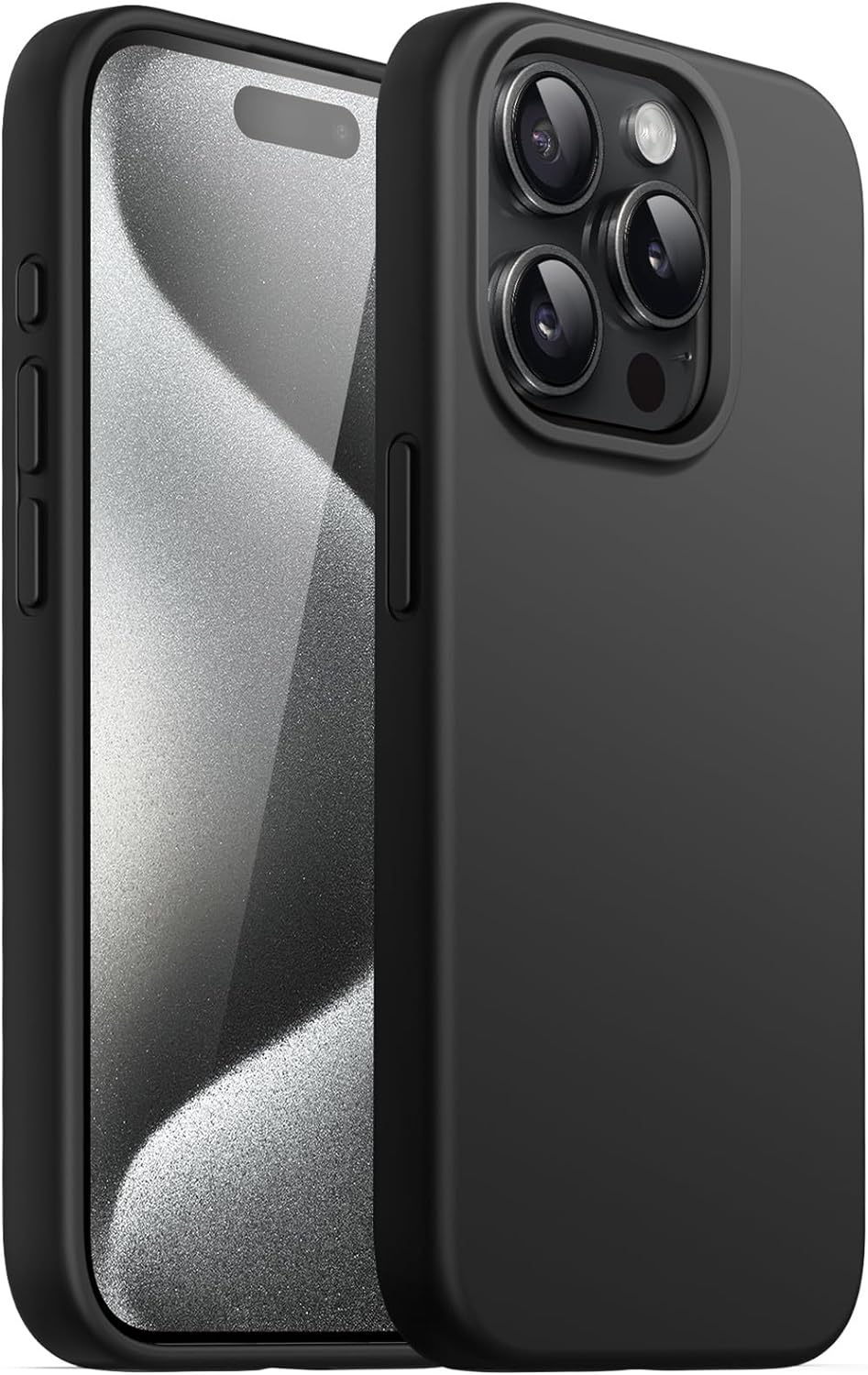 Apple iPhone 15 Pro Plus Max Case Black Gel Phone Cover & Screen Protector