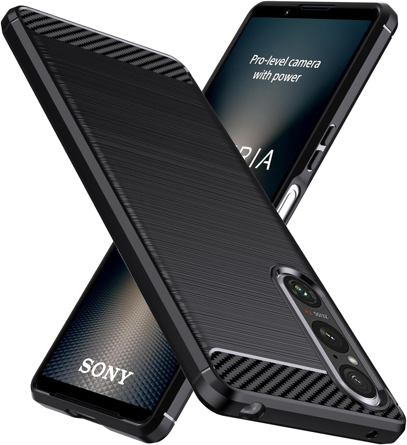 Sony Xperia 1 VI Case Carbon Fibre Phone Cover + Screen Protector