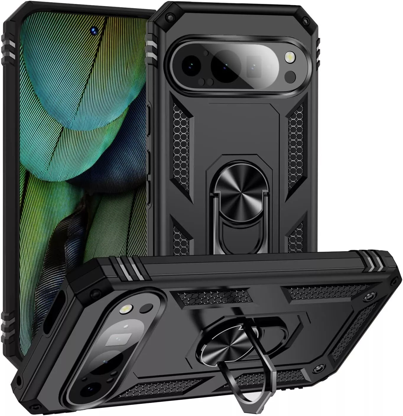 Google Pixel 9 / 9 Pro / XL Case Shockproof Ring Stand Phone Camera Lens Cover
