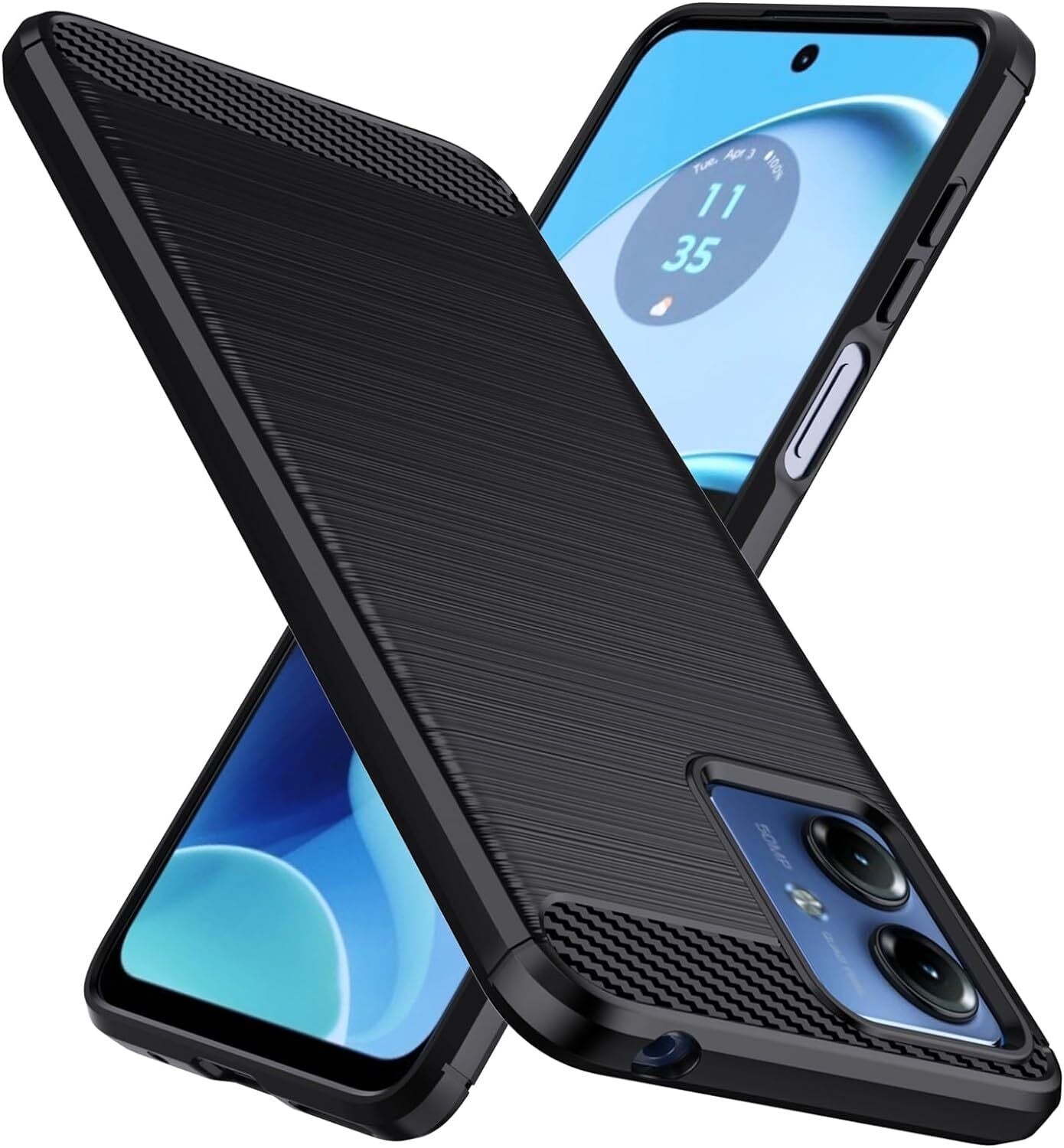 Motorola Moto G14 Case Carbon Fibre Phone Cover & Screen Protector