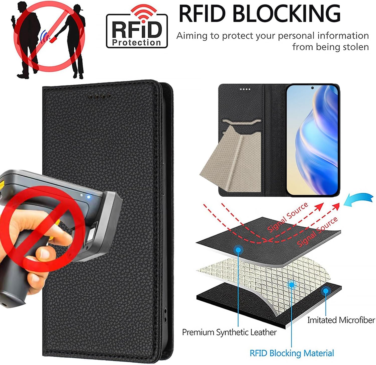 Oppo Find X9 / Find X9 Pro Case Leather Wallet Flip Book Stand Phone Cover RFID