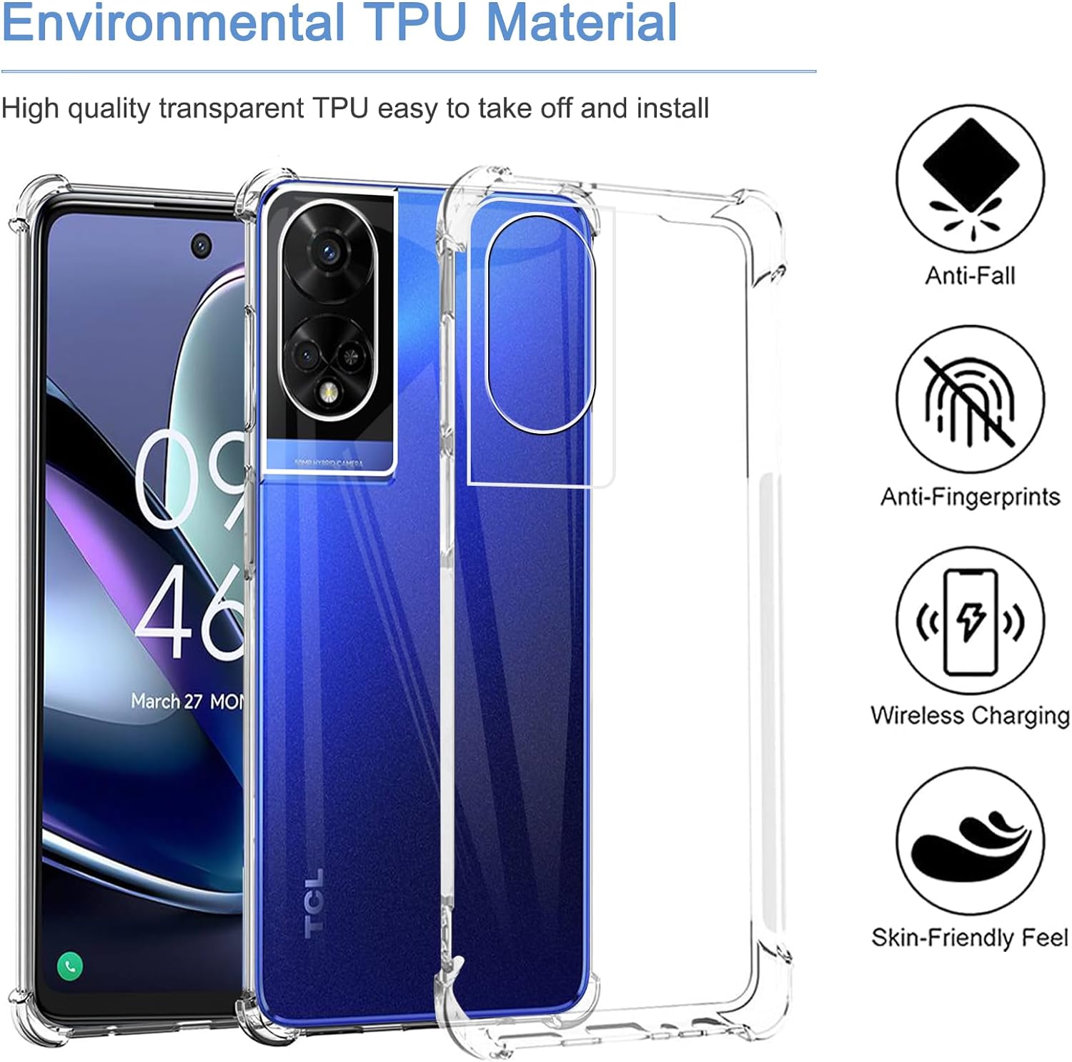 TCL 50 5G Case Clear Phone Cover & Screen Protector