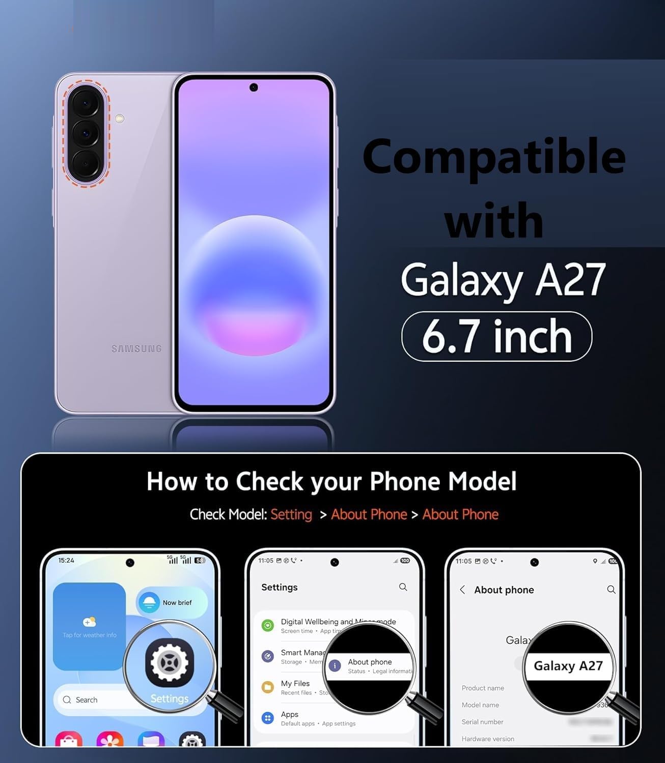 Samsung Galaxy A27 Case Clear Phone Cover & Screen Protector