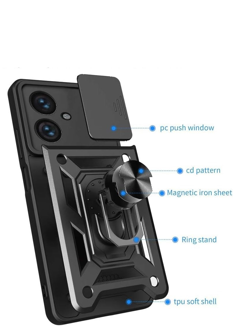 Motorola Moto G54 5G Case Shockproof Ring Stand Phone Camera Lens Cover