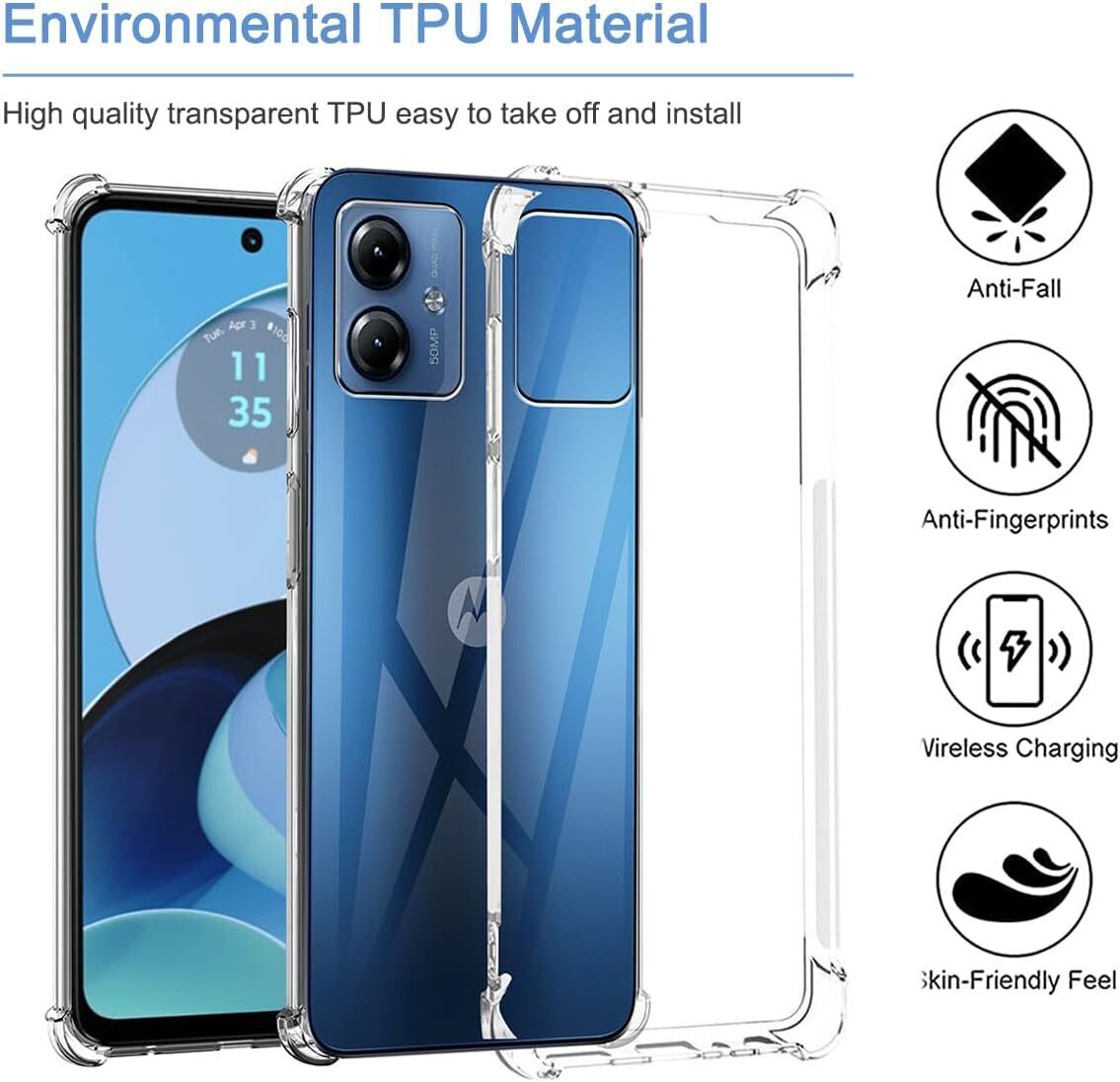 Motorola Moto G14 Case Clear Silicone Shockproof Gel Phone Cover
