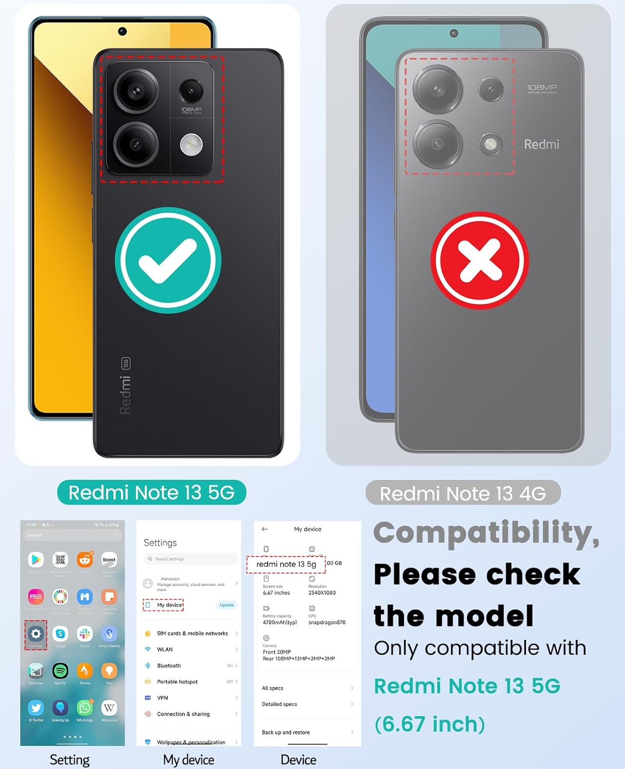 Xiaomi Redmi Note 13 5G Case Matte Soft Black Gel Phone