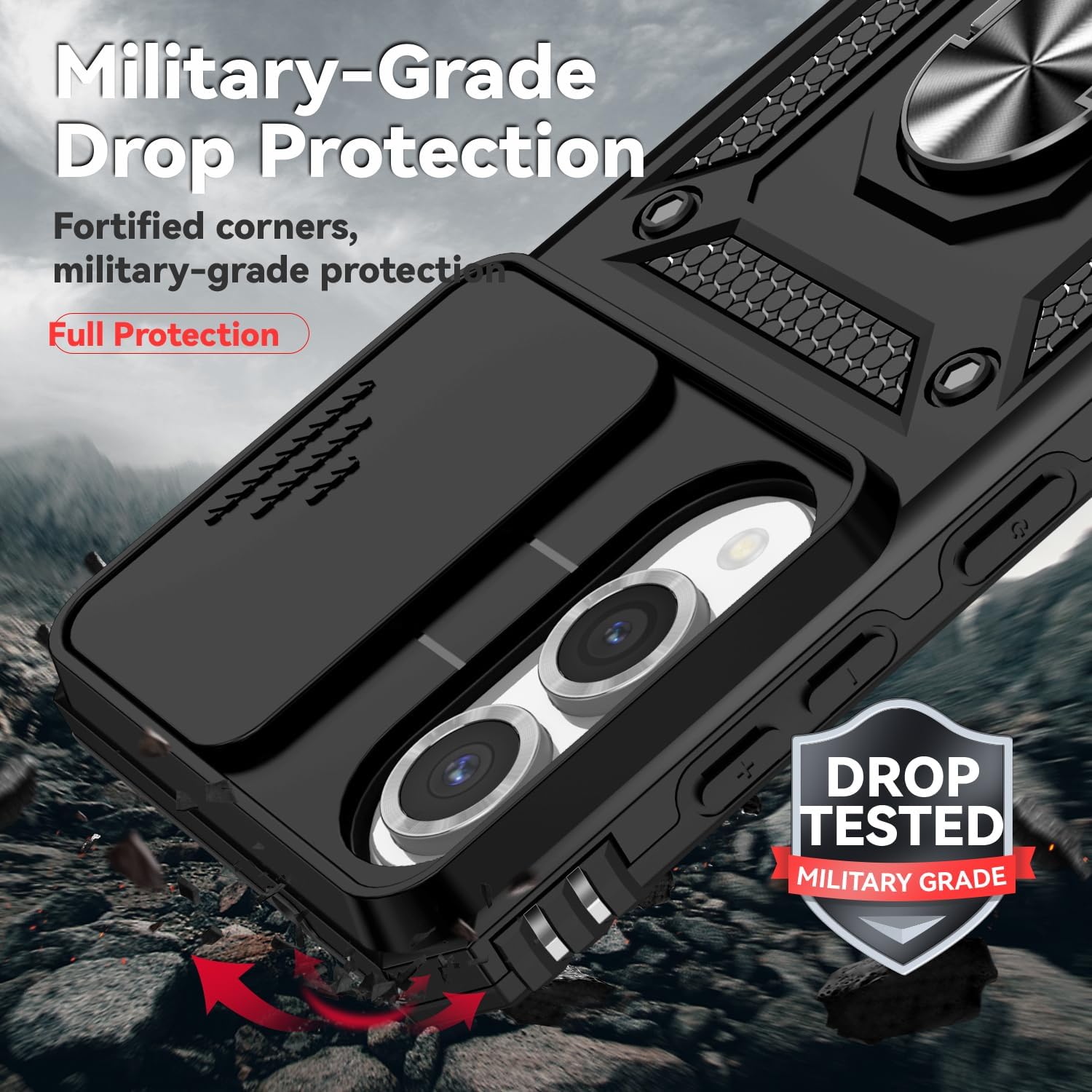 Samsung Galaxy S25 Edge Case Shockproof Ring Stand Phone Camera Lens Cover