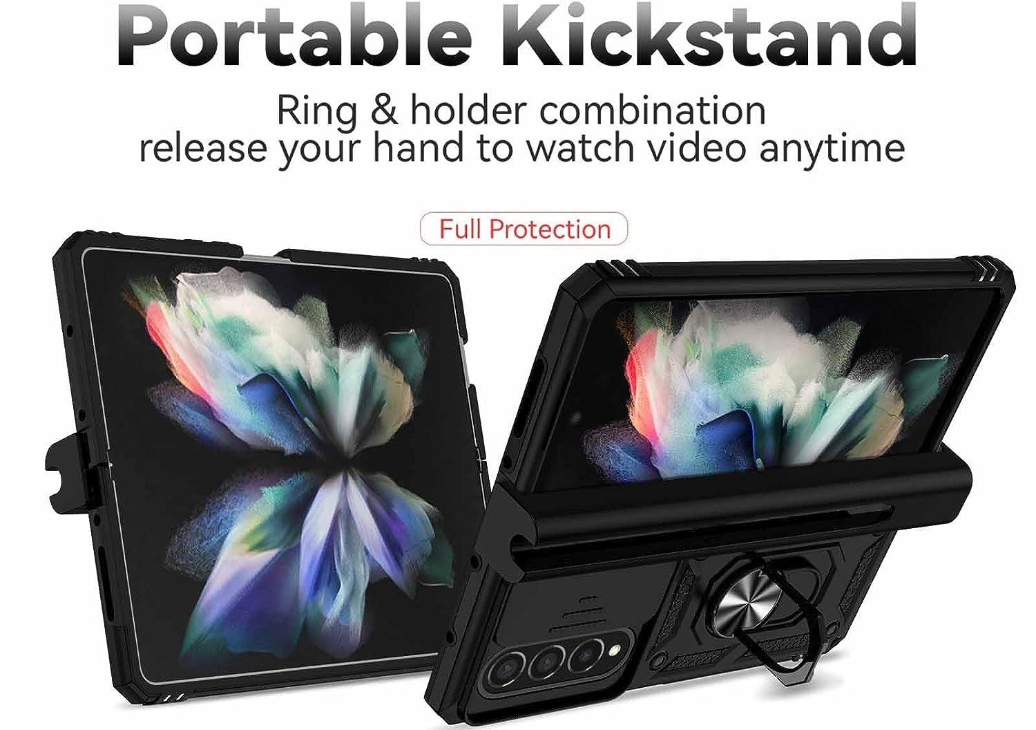 Samsung Galaxy Z Fold 5 Case Shockproof Ring Stand Phone Camera Lens Cover
