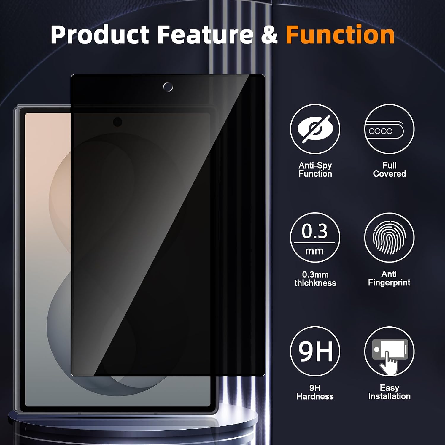 Samsung Galaxy Z Fold 8 Glass Screen Protector Privacy Anti-Spy 2Pack