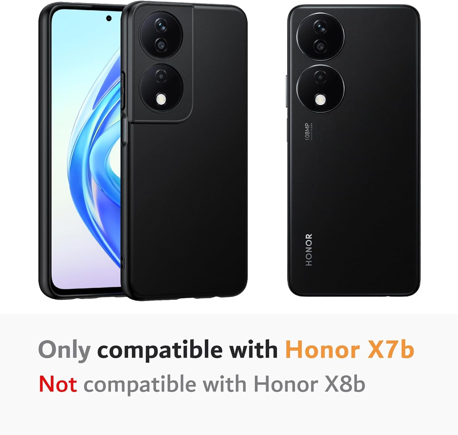 Honor X7b Case Matte Soft Black Gel Phone