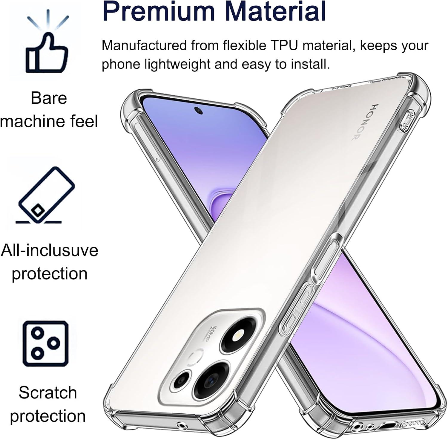 Honor 600 Smart Case Clear Phone Cover & Screen Protector