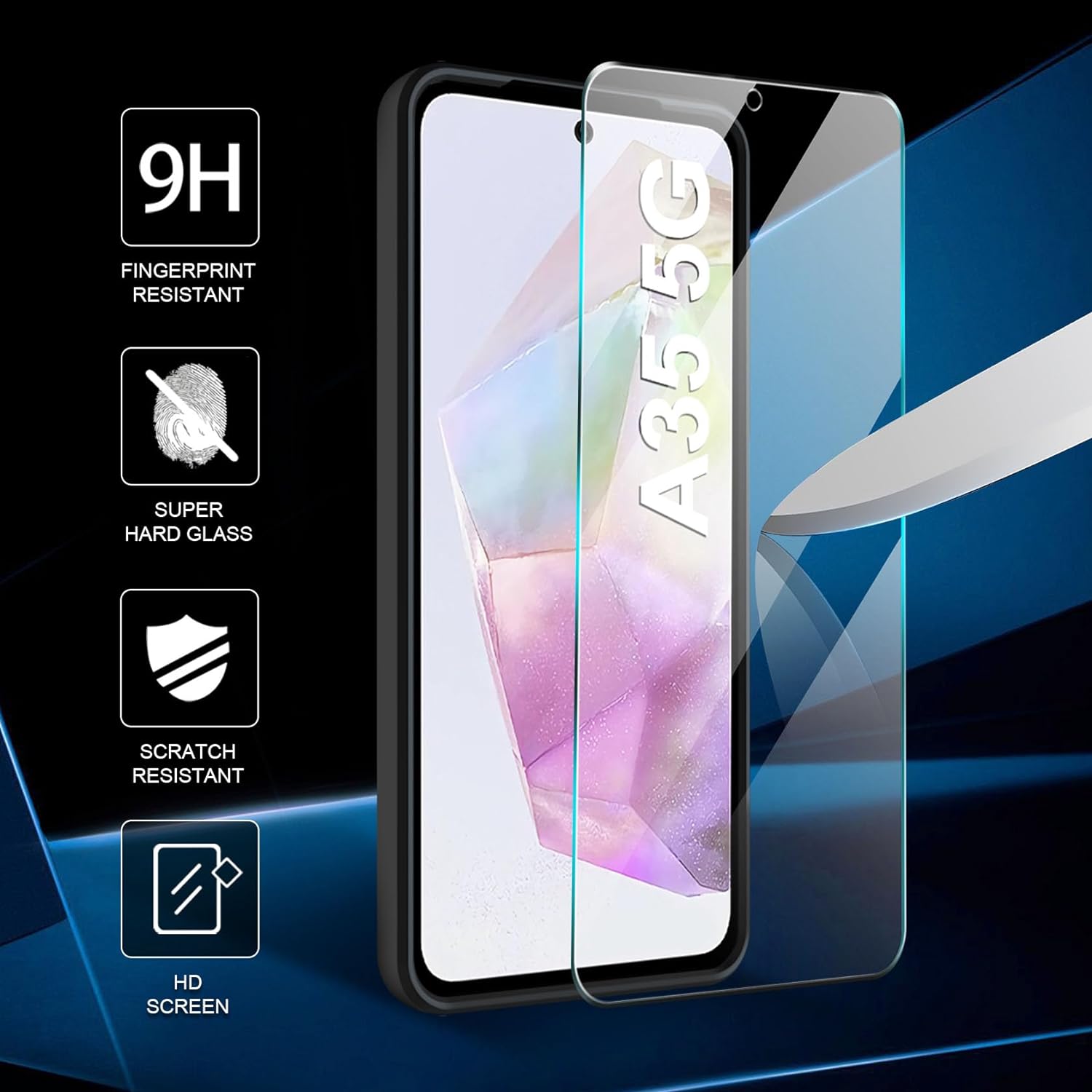Samsung Galaxy A35 5G Case Shockproof Ring Stand Phone Camera Lens Cover & Screen Protector