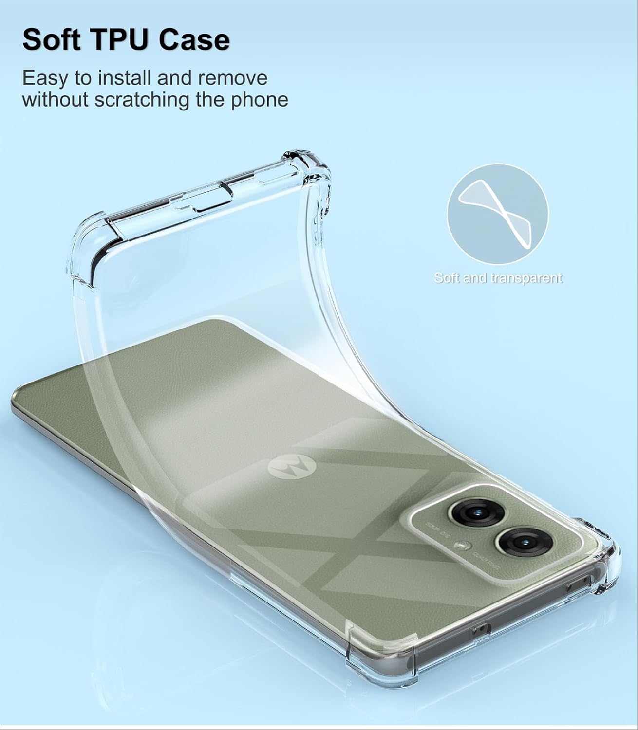 Motorola Moto G55 Case Clear Silicone Shockproof Gel Phone Cover
