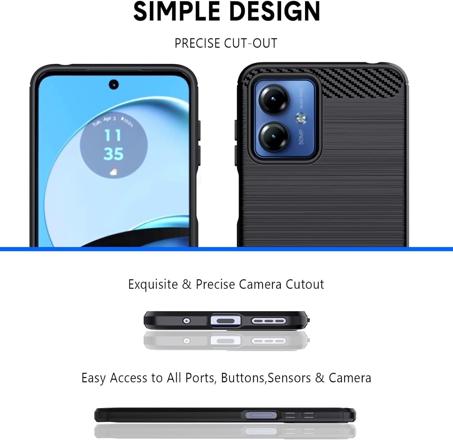 Motorola Moto G14 Case Carbon Fibre Phone Cover