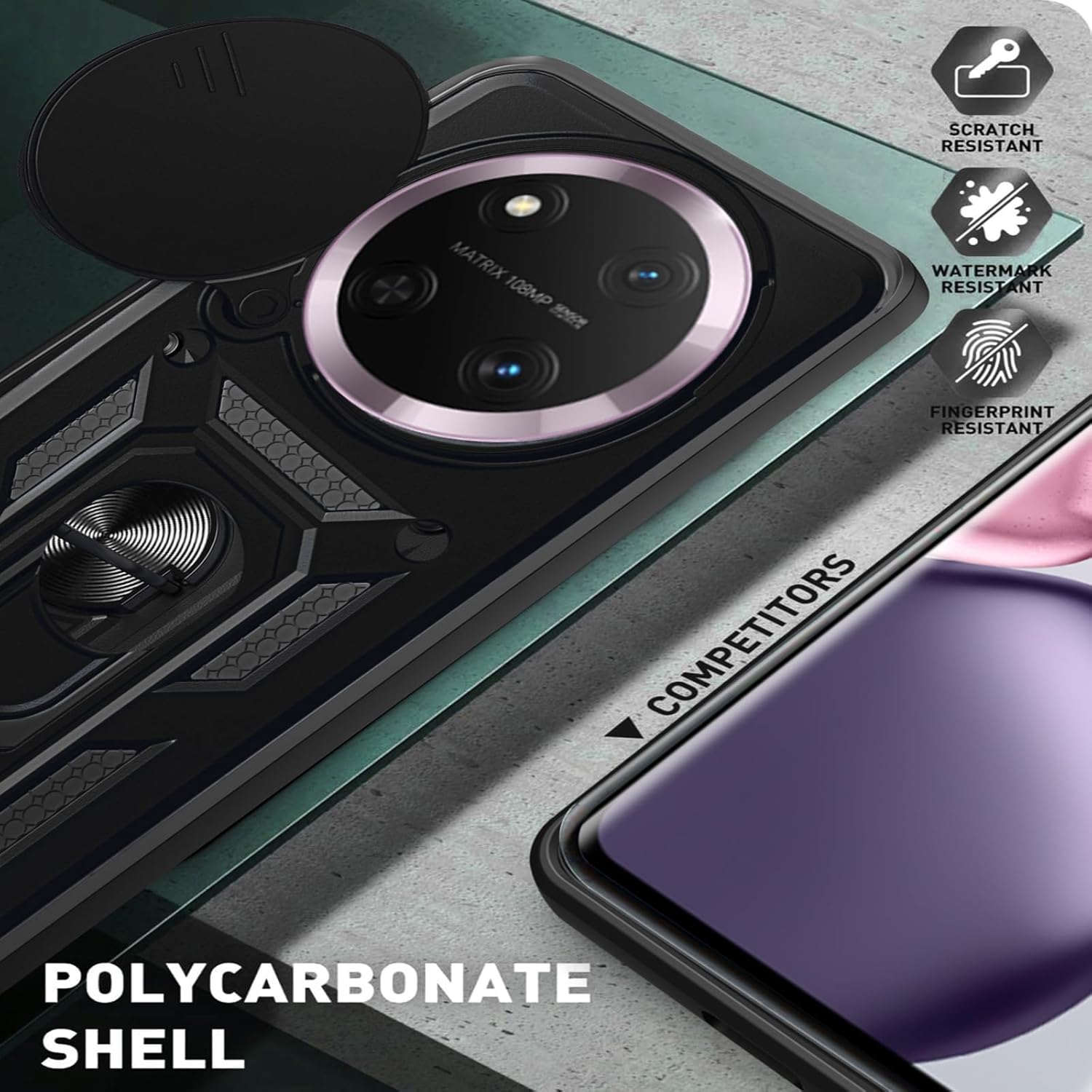 Honor Magic 7 Lite Case Shockproof Ring Stand Phone Cover & Screen Protector
