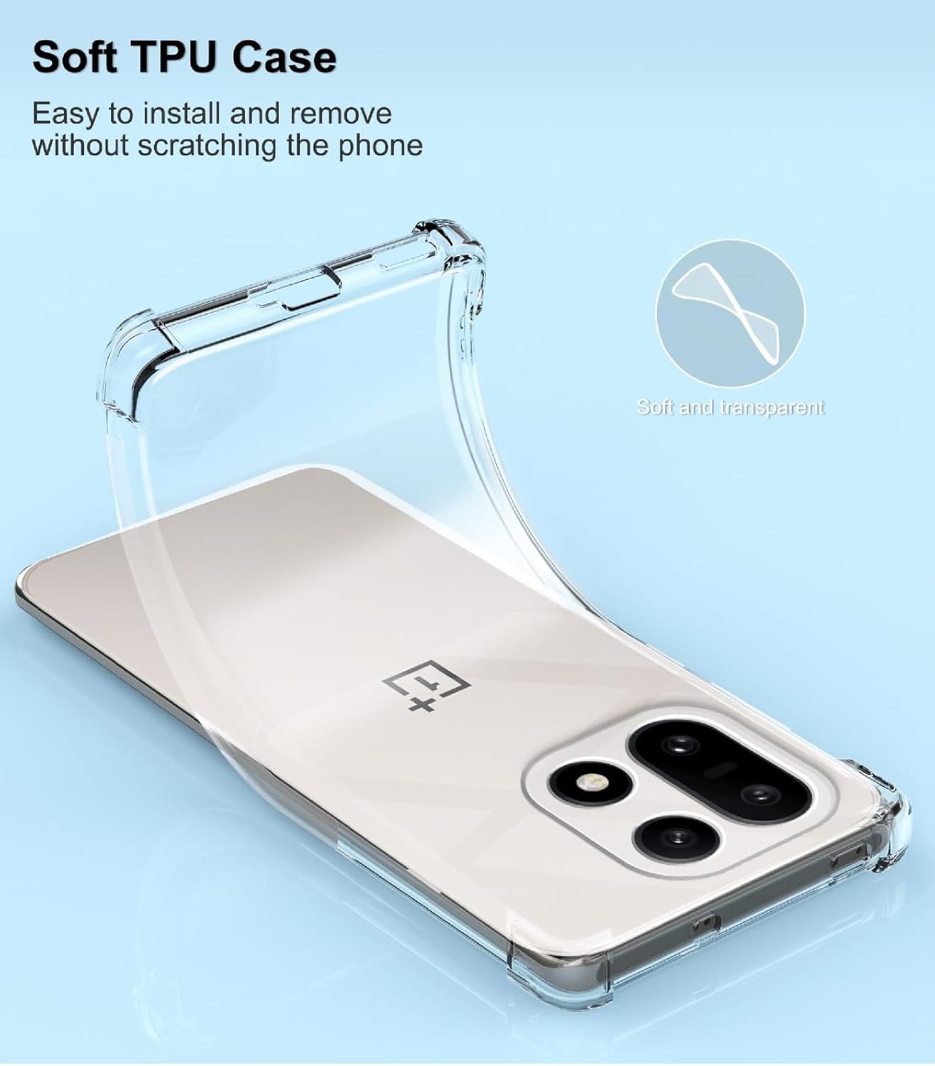 OnePlus 15 Case Clear Silicone Shockproof Gel Phone Cover