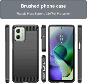 Motorola Moto G54 5G Case Carbon Fibre Phone Cover & Screen Protector