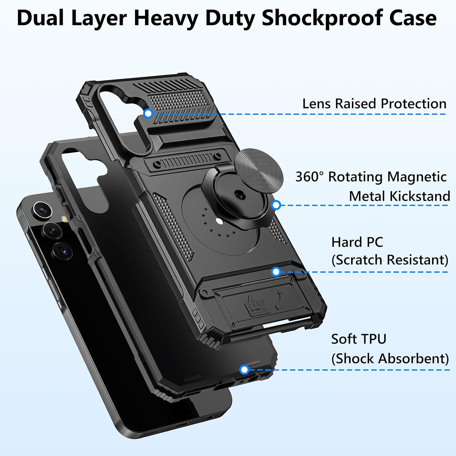 Samsung Galaxy A56 5G Case Shockproof Ring Stand Phone Cover Card Slot Holder