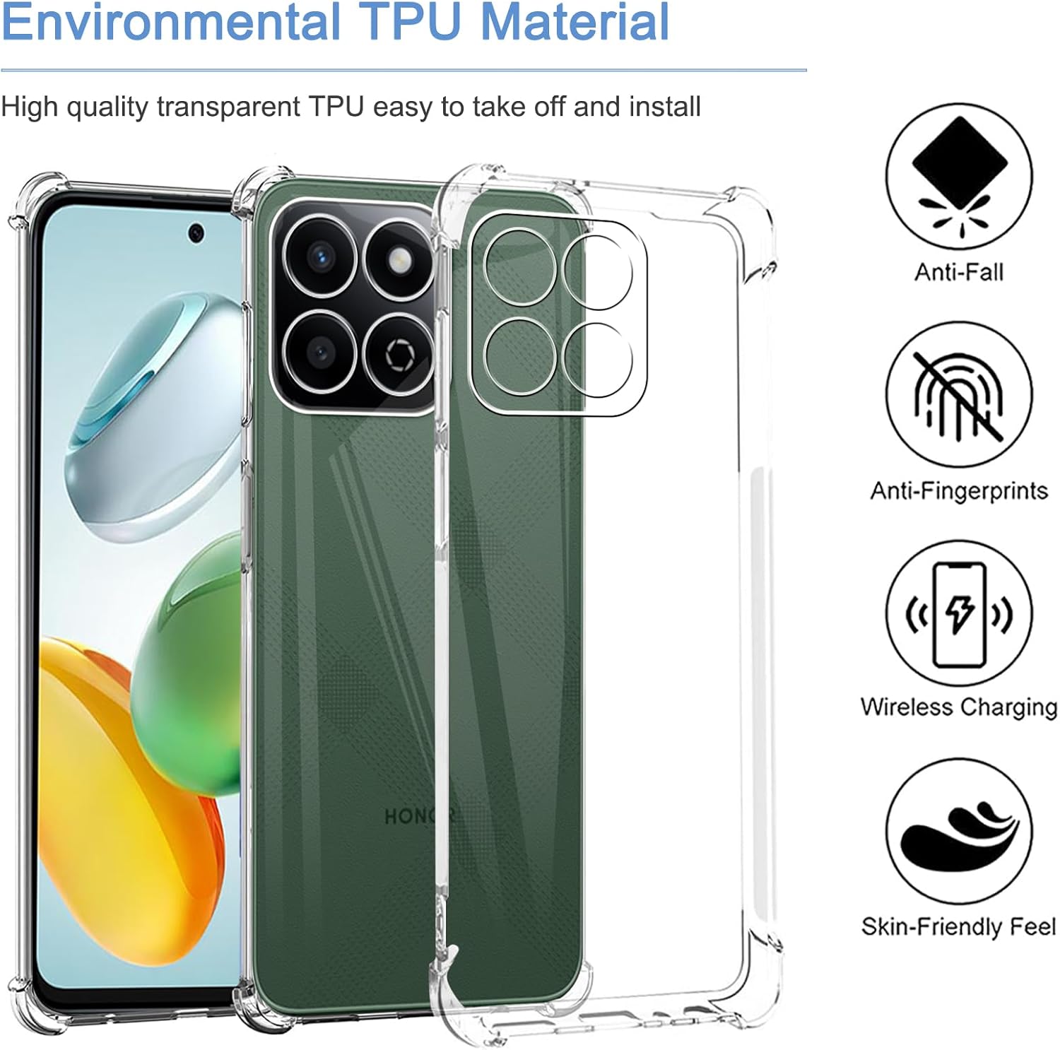 Honor X6c Case Clear Phone Cover & Screen Protector